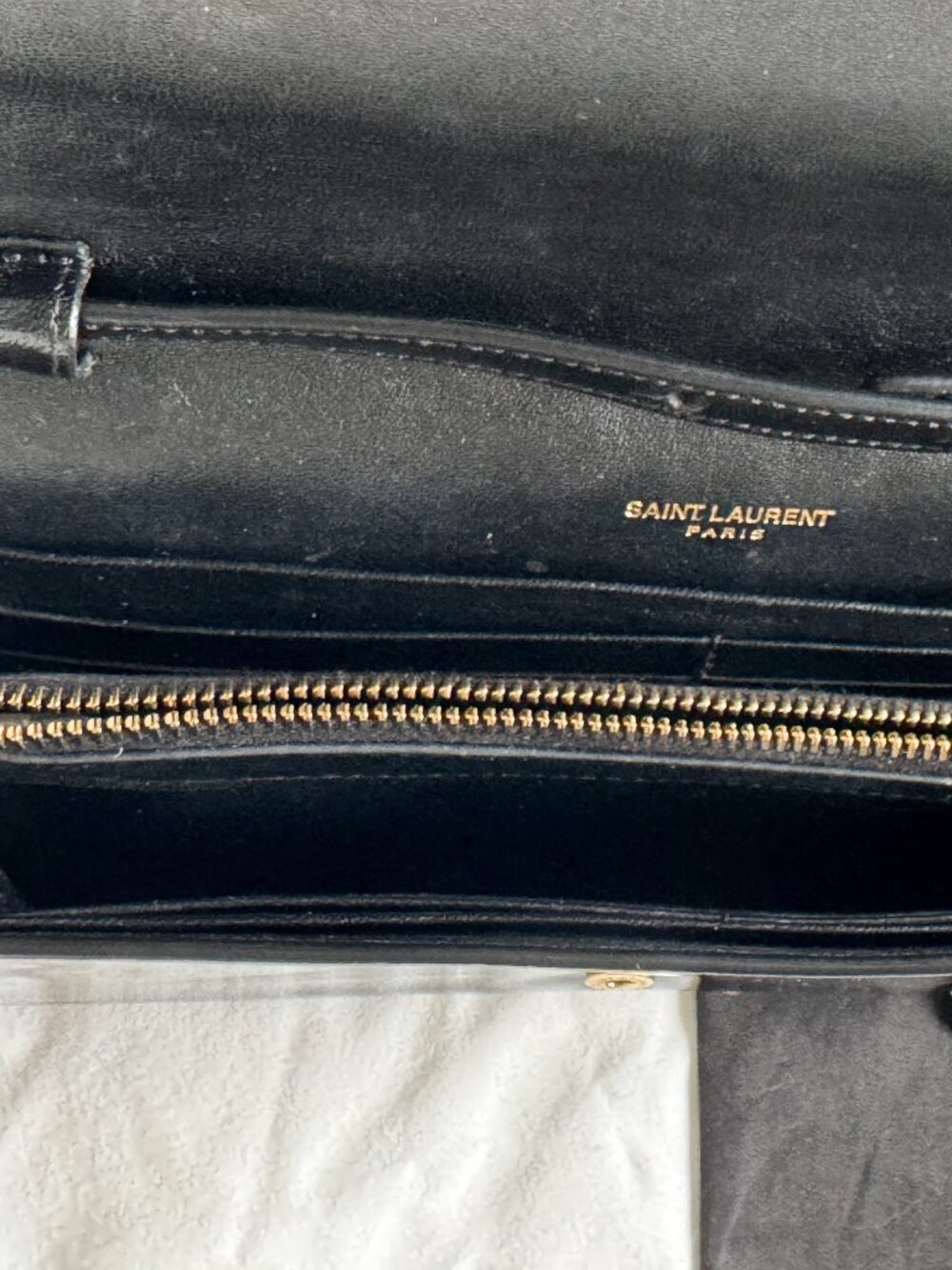 YSL SAINT LAURENT PATENT LEATHER UPTOWN SHOULDER CHAIN BLACK BAG WITH RECEIPT - Picture 9 of 13